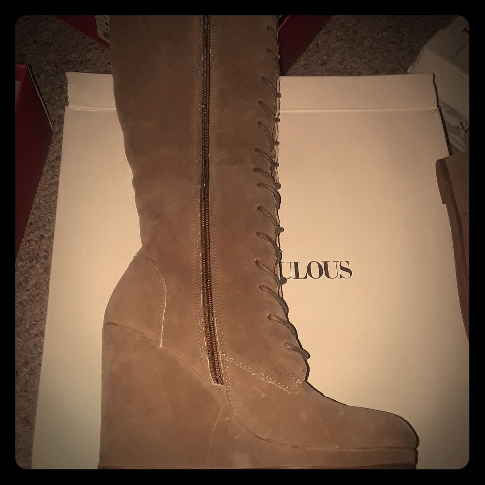 Justfab " Nomi" lace up boots with buckles size 7